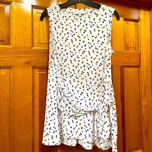 Chaus sleeveless dot tunic with front tie sash